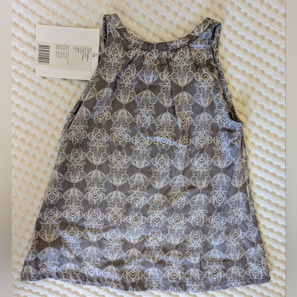 NWT Wheat Danish Design Gray And White Placket Sleeveless Patterned Girls Top 4T - Picture 3 of 6